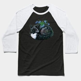 Silver Fox with Bluebells Baseball T-Shirt